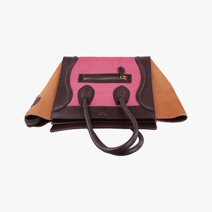 Pre-owned Celine Luggage Micro shopper Pink x Brown x Orange ponyhair handbag | stylenewstar