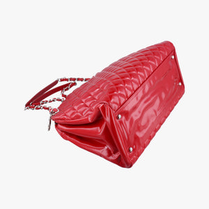 Pre-owned Chanel Mademoiselle Bowling Red Patent A50558 shoulderbag | stylenewstar