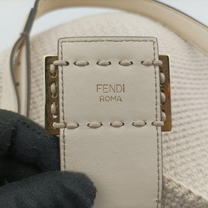 Pre-owned Fendi Croissant Crochet White Fabric × leather 8BR790 shoulderbag | stylenewstar