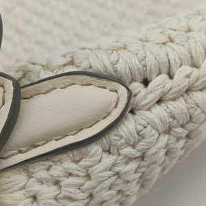 Pre-owned Fendi Croissant Crochet White Fabric × leather 8BR790 shoulderbag | stylenewstar
