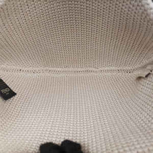 Pre-owned Fendi Croissant Crochet White Fabric × leather 8BR790 shoulderbag | stylenewstar