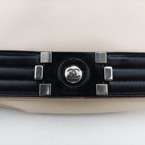 Secondhand Chanel BOY CHANEL Black×white Leather A66713 shoulderbag | stylenewstar