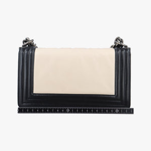 Secondhand Chanel BOY CHANEL Black×white Leather A66713 shoulderbag | stylenewstar