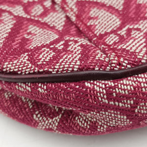 Pre-owned Christian Dior Saddle Red×beige Jacquard handbag | stylenewstar