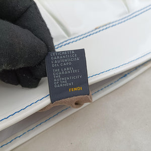 Vintage Fendi Stripe Calfhair and Velvet White Patent 8BN165 handbag | stylenewstar