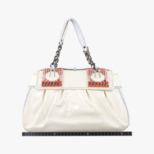 Vintage Fendi Stripe Calfhair and Velvet White Patent 8BN165 handbag | stylenewstar