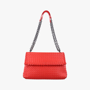 Pre-owned Bottega Veneta Intrecciato Olimpia Red lambskin shoulderbag | stylenewstar