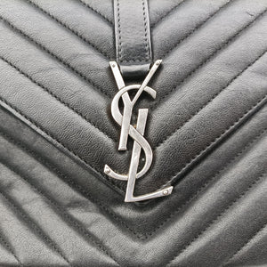 Pre-owned Yves Saint Laurent COLLEGE Black Leather 428056 shoulderbag | stylenewstar