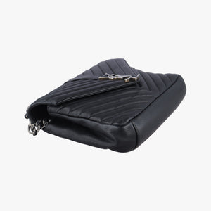 Pre-owned Yves Saint Laurent COLLEGE Black Leather 428056 shoulderbag | stylenewstar