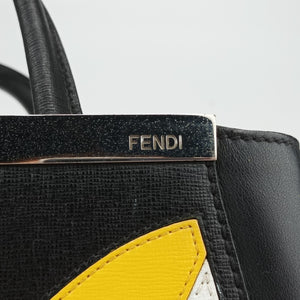 Pre-owned Fendi Petite 2 JOURS Black x Multicolor Leather 8BH253 shoulderbag | stylenewstar