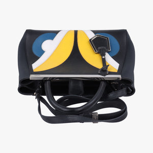 Pre-owned Fendi Petite 2 JOURS Black x Multicolor Leather 8BH253 shoulderbag | stylenewstar