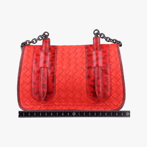 Vintage Bottega Veneta Intrecciato Red lambskin shoulderbag | stylenewstar