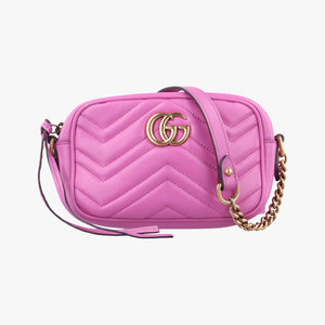 Pre-owned Gucci GG Marmont Pink Leather 448065 shoulderbag | stylenewstar