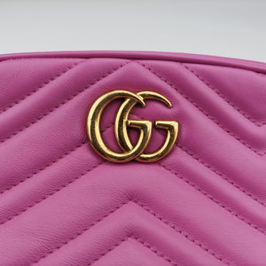 Pre-owned Gucci GG Marmont Pink Leather 448065 shoulderbag | stylenewstar