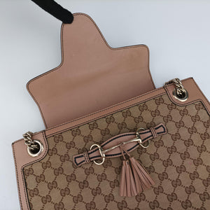 Secondhand Gucci Emily Brown×Pink canvas×leather 295403 shoulderbag | stylenewstar