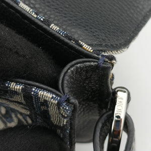 Secondhand Christian Dior Saddle Pouch Navy×Gray Jacquard shoulderbag | stylenewstar