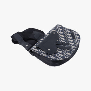 Secondhand Christian Dior Saddle Pouch Navy×Gray Jacquard shoulderbag | stylenewstar