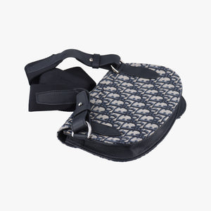Secondhand Christian Dior Saddle Pouch Navy×Gray Jacquard shoulderbag | stylenewstar