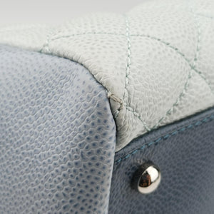 Pre-owned Chanel Mademoiselle Bowling Blue x Light Blue Caviar Leather A67642 handbag | stylenewstar