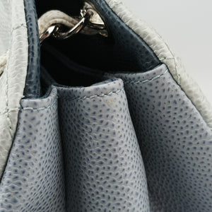 Pre-owned Chanel Mademoiselle Bowling Blue x Light Blue Caviar Leather A67642 handbag | stylenewstar