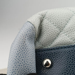 Pre-owned Chanel Mademoiselle Bowling Blue x Light Blue Caviar Leather A67642 handbag | stylenewstar