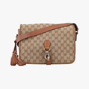 Pre-owned Gucci Marrakech Messenger Brown Canvas 257024 shoulderbag | stylenewstar