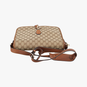 Pre-owned Gucci Marrakech Messenger Brown Canvas 257024 shoulderbag | stylenewstar