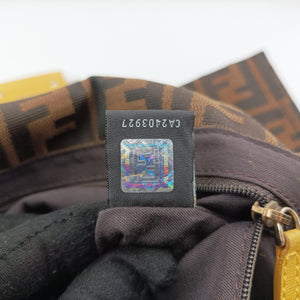 Pre-owned Fendi Baguette Zucchino Brown×Yellow canvas×leather 8BT180 shoulderbag | stylenewstar