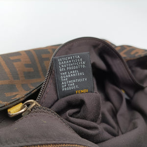 Pre-owned Fendi Baguette Zucchino Brown×Yellow canvas×leather 8BT180 shoulderbag | stylenewstar