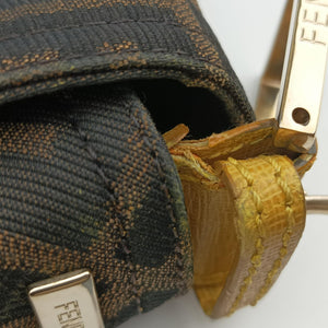 Pre-owned Fendi Baguette Zucchino Brown×Yellow canvas×leather 8BT180 shoulderbag | stylenewstar