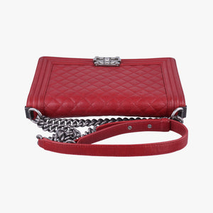 Pre-owned Chanel BOY CHANEL Red caviar skin A92193 shoulderbag | stylenewstar