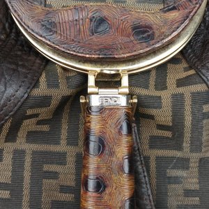 Pre-owned Fendi Spy Brown Canvas×Leather 8BR511 handbag | stylenewstar