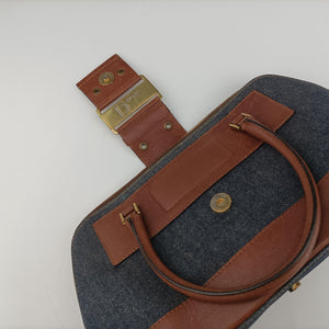 Pre-owned Christian Dior street chic Navy x Brown Leather x Denim handbag | stylenewstar