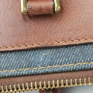 Pre-owned Christian Dior street chic Navy x Brown Leather x Denim handbag | stylenewstar
