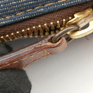 Pre-owned Christian Dior street chic Navy x Brown Leather x Denim handbag | stylenewstar