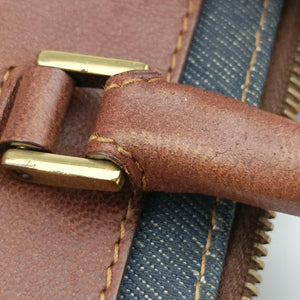 Pre-owned Christian Dior street chic Navy x Brown Leather x Denim handbag | stylenewstar