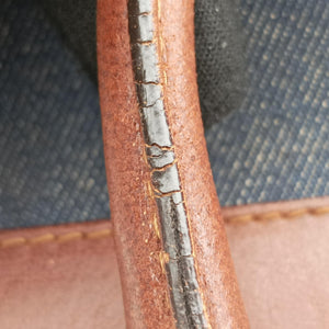 Pre-owned Christian Dior street chic Navy x Brown Leather x Denim handbag | stylenewstar