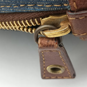 Pre-owned Christian Dior street chic Navy x Brown Leather x Denim handbag | stylenewstar