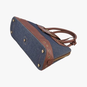 Pre-owned Christian Dior street chic Navy x Brown Leather x Denim handbag | stylenewstar