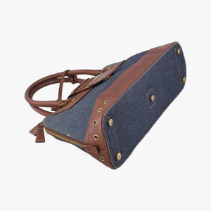 Pre-owned Christian Dior street chic Navy x Brown Leather x Denim handbag | stylenewstar