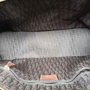 Pre-owned Christian Dior street chic Navy x Brown Leather x Denim handbag | stylenewstar