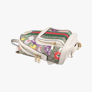 Pre-owned Gucci Ophidia Flora Multicolour PVC coated canvas×Leather 547965 backpack/rucksack | stylenewstar