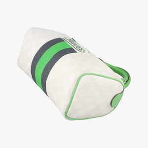 Pre-owned Gucci GG Supreme Tattoo Print Heart Charm Joy Green x White x Black PVC coated canvas 190257 handbag | stylenewstar