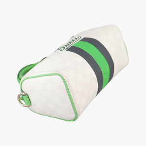 Pre-owned Gucci GG Supreme Tattoo Print Heart Charm Joy Green x White x Black PVC coated canvas 190257 handbag | stylenewstar