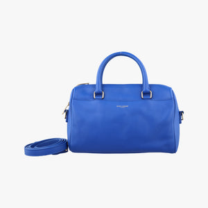 Pre-owned Yves Saint Laurent CLASSIC BABY DUFFLE Blue Leather 330958 shoulderbag | stylenewstar