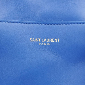 Pre-owned Yves Saint Laurent CLASSIC BABY DUFFLE Blue Leather 330958 shoulderbag | stylenewstar