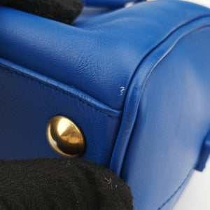 Pre-owned Yves Saint Laurent CLASSIC BABY DUFFLE Blue Leather 330958 shoulderbag | stylenewstar
