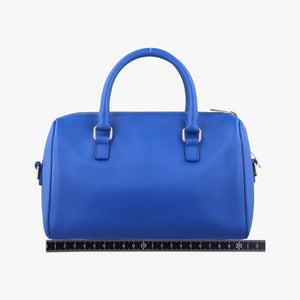 Pre-owned Yves Saint Laurent CLASSIC BABY DUFFLE Blue Leather 330958 shoulderbag | stylenewstar