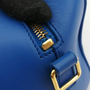 Pre-owned Yves Saint Laurent CLASSIC BABY DUFFLE Blue Leather 330958 shoulderbag | stylenewstar