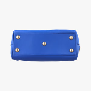 Pre-owned Yves Saint Laurent CLASSIC BABY DUFFLE Blue Leather 330958 shoulderbag | stylenewstar